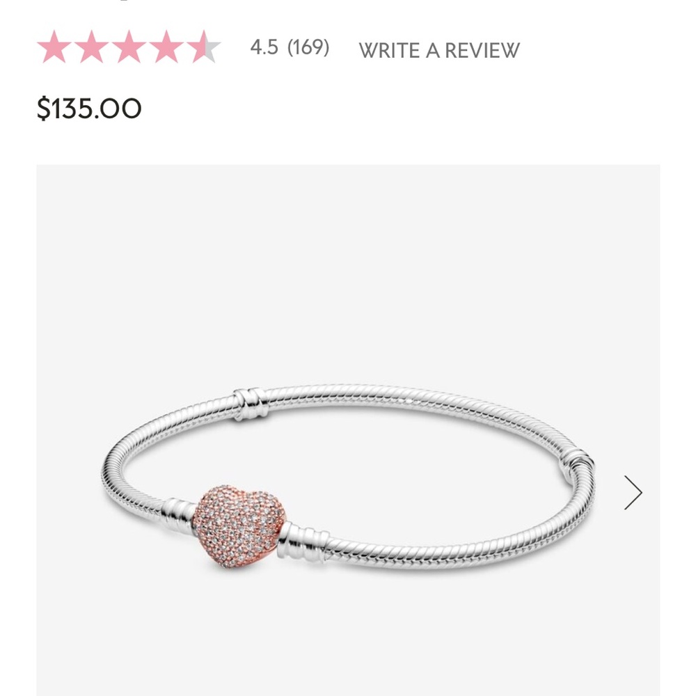Silver and Rose Gold Heart Bracelet 7.5 inches